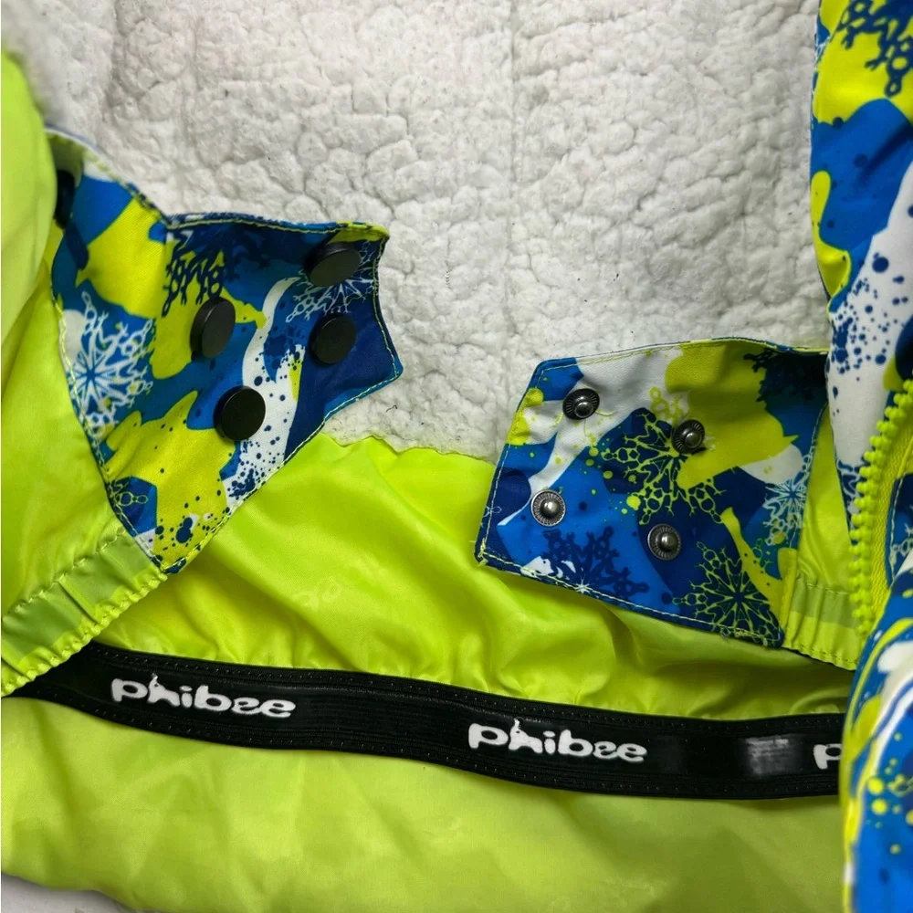 Phibee Big Boy's Waterproof Breathable Snowboard Ski Jacket blue yellow white